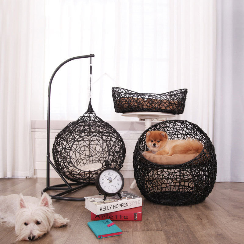 Rocket Rattan Hammock — Nid Cosy en Rotin Tressé pour Chat (Toutes Saisons)